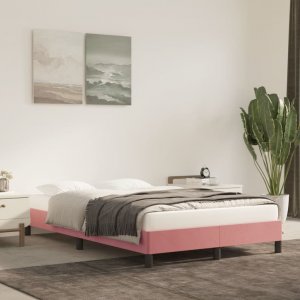 vidaXL vidaXL Rama łóżka, różowa, 120x190 cm, obita aksamitem 3