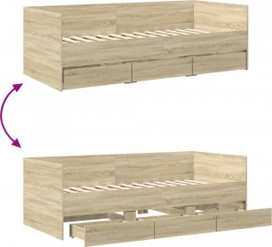 vidaXL vidaXL Łóżko dzienne z szufladami, dąb sonoma, 90x190 cm 8