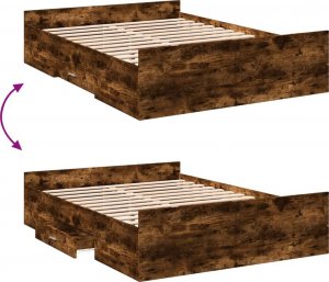 vidaXL vidaXL Rama łóżka z szufladami, przydymiony dąb, 120x190 cm 7