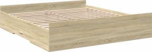 vidaXL vidaXL Rama łóżka z szufladami, kolor dąb sonoma, 200x200 cm 6