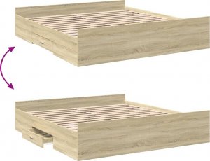 vidaXL vidaXL Rama łóżka z szufladami, kolor dąb sonoma, 200x200 cm 7