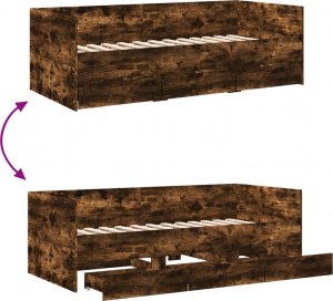vidaXL vidaXL Łóżko dzienne z szufladami, przydymiony dąb, 100x200 cm 8