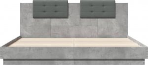vidaXL Rama łóżka z wezgłowiem i LED, szarość betonu, 200x200 cm 4