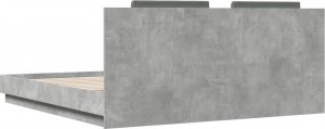 vidaXL Rama łóżka z wezgłowiem i LED, szarość betonu, 200x200 cm 6