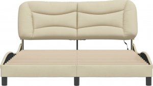 vidaXL Rama łóżka z LED, kremowa, 160x200 cm, tkanina 6