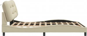 vidaXL Rama łóżka z LED, kremowa, 160x200 cm, tkanina 8