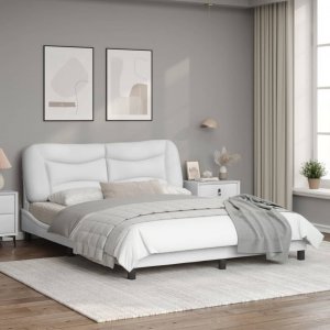 vidaXL Rama łóżka z LED, biała, 160x200 cm, sztuczna skóra 5