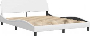 vidaXL Rama łóżka z LED, biała, 160x200 cm, sztuczna skóra 7