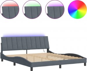 vidaXL Rama łóżka z LED, ciemnoszara, 180x200 cm, aksamitna 2