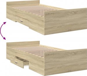 vidaXL vidaXL Rama łóżka z szufladami, dąb sonoma, 75x190 cm 7