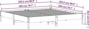vidaXL Rama łóżka, woskowy brąz, 200x200 cm, lite drewno sosnowe 9