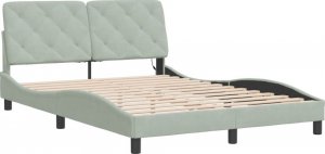 vidaXL vidaXL Rama łóżka z LED, jasnoszara, 140x190 cm, aksamitna 3