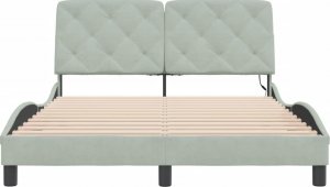 vidaXL vidaXL Rama łóżka z LED, jasnoszara, 140x190 cm, aksamitna 6