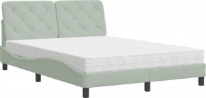 vidaXL vidaXL Łóżko z materacem, jasnoszare, 140x200 cm, aksamit 2