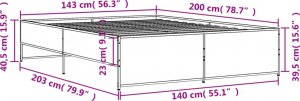 vidaXL vidaXL Rama łóżka, przydymiony dąb, 140x200 cm 9