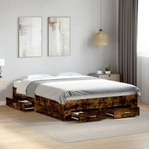 vidaXL vidaXL Rama łóżka z szufladami, przydymiony dąb, 120x200 cm 3