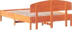 vidaXL vidaXL Rama łóżka z wezgłowiem, woskowy brąz, 140x200 cm, sosnowa 6