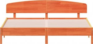 vidaXL Rama łóżka z wezgłowiem, woskowy brąz, 200x200 cm, sosnowa 4