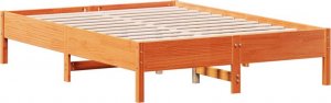 vidaXL vidaXL Rama łóżka, woskowy brąz, 120x190 cm, lite drewno sosnowe 6