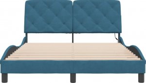 vidaXL vidaXL Rama łóżka z LED, niebieska, 140x200 cm, aksamit 6