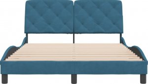 vidaXL vidaXL Rama łóżka z wezgłowiem, ciemnoniebieska, 140x200 cm, aksamitna 5
