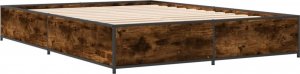 vidaXL vidaXL Rama łóżka, przydymiony dąb, 135x190 cm 2