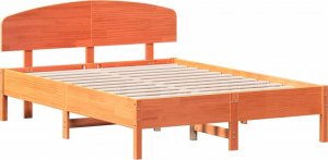 vidaXL Rama łóżka z wezgłowiem, woskowy brąz, 140x190 cm, sosnowa 2