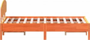 vidaXL Rama łóżka z wezgłowiem, woskowy brąz, 140x190 cm, sosnowa 5