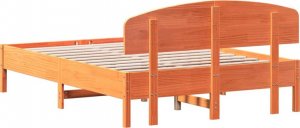 vidaXL Rama łóżka z wezgłowiem, woskowy brąz, 140x190 cm, sosnowa 6