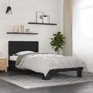vidaXL vidaXL Rama łóżka, czarna, 75x190 cm, materiał drewnopochodny i metal 3
