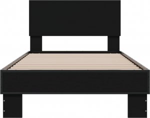 vidaXL vidaXL Rama łóżka, czarna, 75x190 cm, materiał drewnopochodny i metal 4