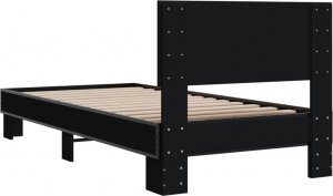 vidaXL vidaXL Rama łóżka, czarna, 75x190 cm, materiał drewnopochodny i metal 6