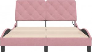 vidaXL vidaXL Rama łóżka z LED, różowa, 120x200 cm, aksamitna 5