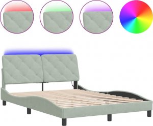 vidaXL Rama łóżka z LED, jasnoszara, 120x200 cm, aksamitna 2