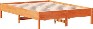 vidaXL vidaXL Rama łóżka, woskowy brąz, 140x190 cm, lite drewno sosnowe 2