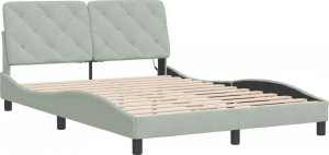 vidaXL vidaXL Rama łóżka z LED, jasnoszara, 140x200 cm, aksamitna 3