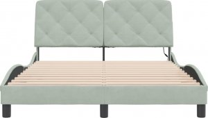 vidaXL vidaXL Rama łóżka z LED, jasnoszara, 140x200 cm, aksamitna 6