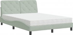 vidaXL vidaXL Łóżko z materacem, jasnoszare, 120x200 cm, aksamitne 2