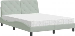 vidaXL vidaXL Łóżko z materacem, jasnoszare, 140x190 cm, aksamit 2