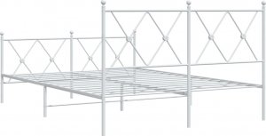vidaXL vidaXL Metalowa rama łóżka z wezgłowiem i zanóżkiem, biała, 137x190 cm 6