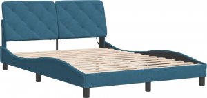 vidaXL vidaXL Rama łóżka z oświetleniem LED, niebieska, 140x190 cm, aksamitna 2