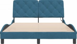 vidaXL vidaXL Rama łóżka z oświetleniem LED, niebieska, 140x190 cm, aksamitna 4