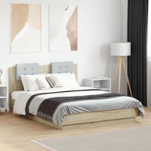vidaXL vidaXL Rama łóżka z wezgłowiem, dąb sonoma, 140x190 cm 3