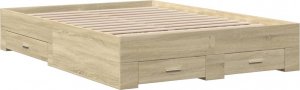 vidaXL Rama łóżka z szufladami, dąb sonoma, 140x190 cm 2