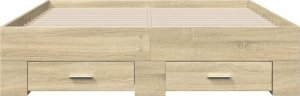vidaXL Rama łóżka z szufladami, dąb sonoma, 140x190 cm 4