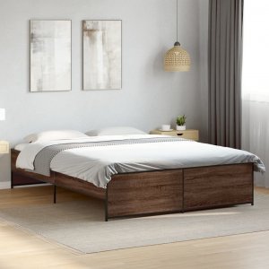 vidaXL vidaXL Rama łóżka, brązowy dąb, 140x200 cm, materiał drewnopochodny 3