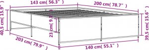 vidaXL vidaXL Rama łóżka, brązowy dąb, 140x200 cm, materiał drewnopochodny 9