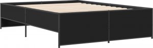 vidaXL vidaXL Rama łóżka, czarna, 135x190 cm, materiał drewnopochodny i metal 2