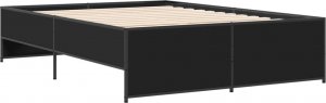 vidaXL vidaXL Rama łóżka, czarna, 135x190 cm, materiał drewnopochodny i metal 6