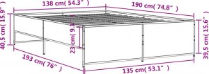 vidaXL vidaXL Rama łóżka, czarna, 135x190 cm, materiał drewnopochodny i metal 9